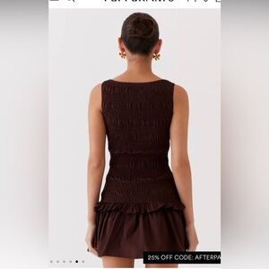 Garden Kisses Shirred Mini Dress - Chocolate